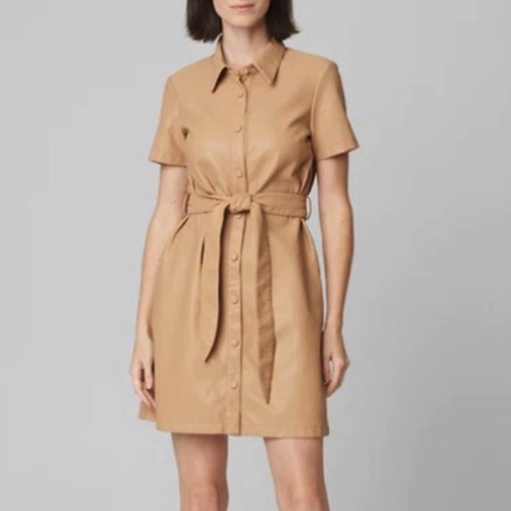 NWT Blank NYC - Faux Leather Tan Button Dress